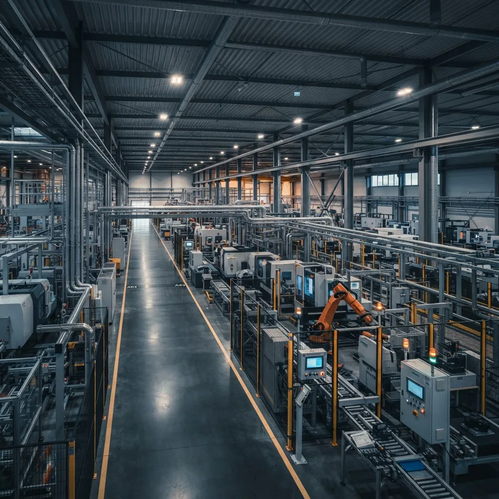 Modern high-tech industrial plant floor